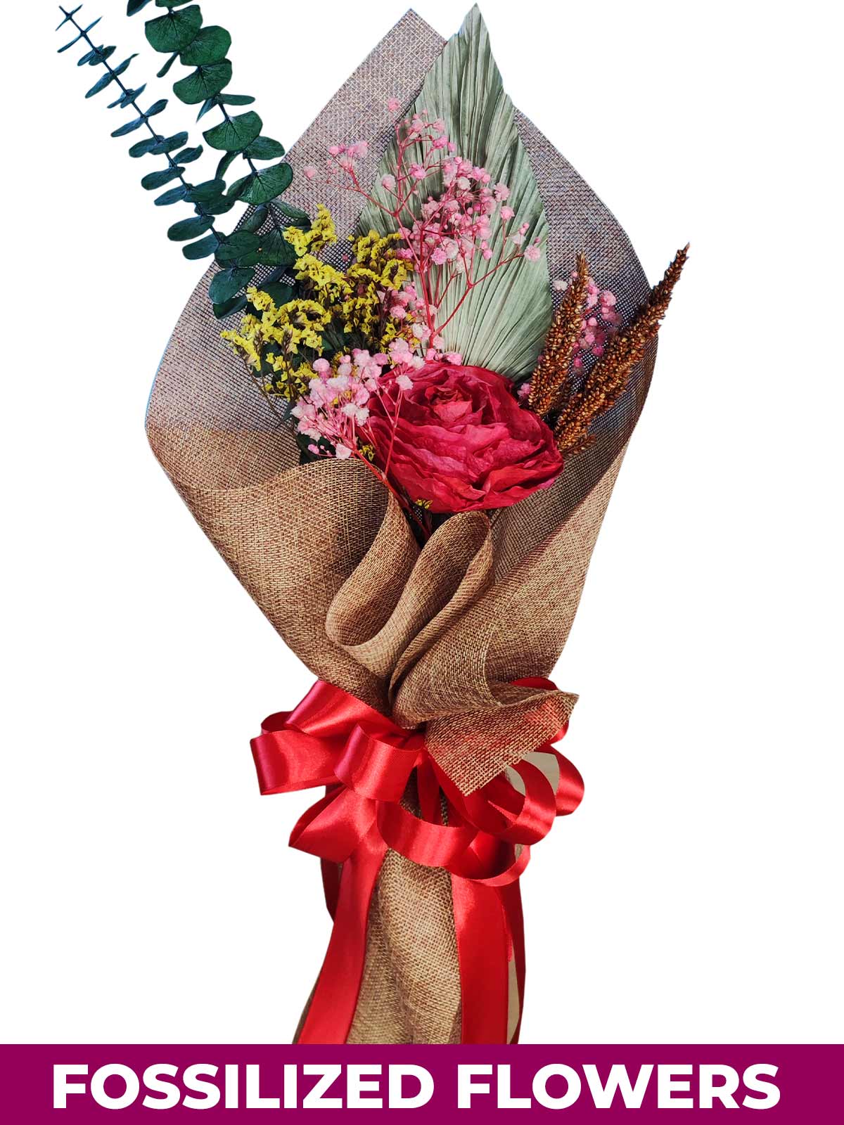 1 Dried Red Roses Burlap CH Province