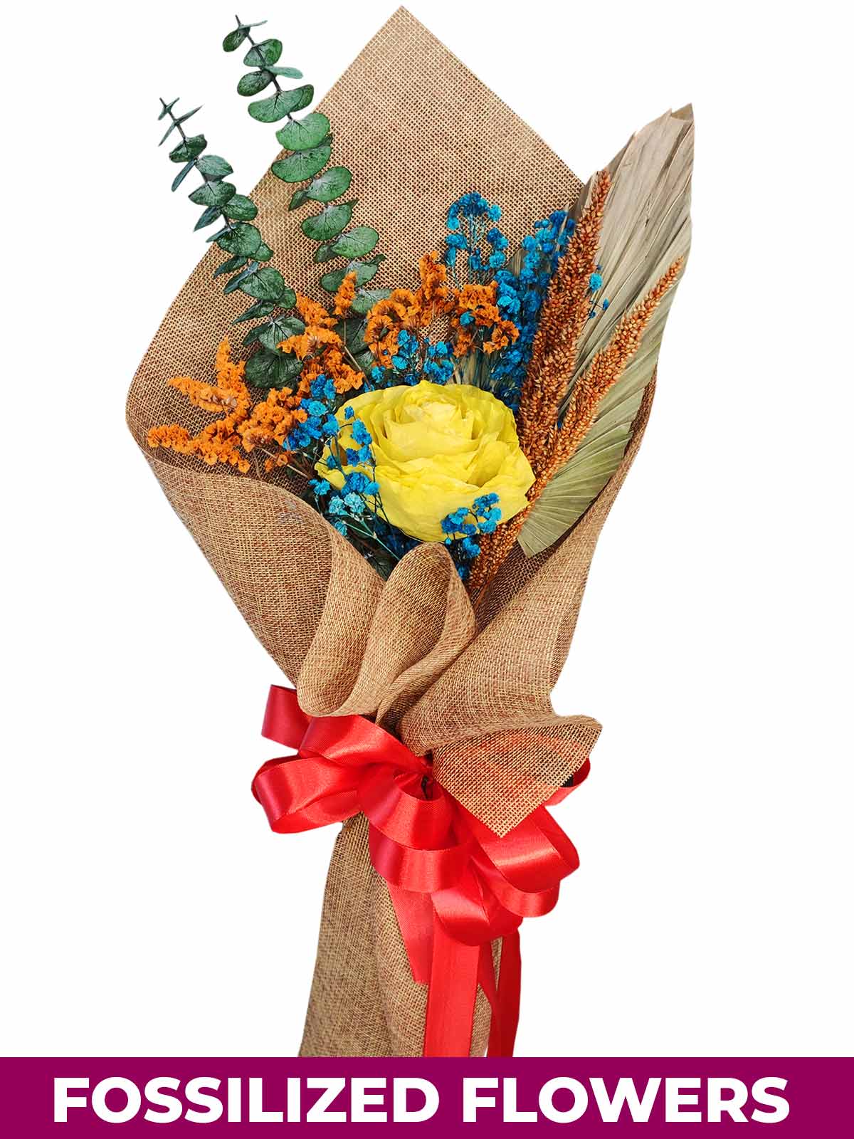 1 Dried Yellow Rose Burlap CH Province